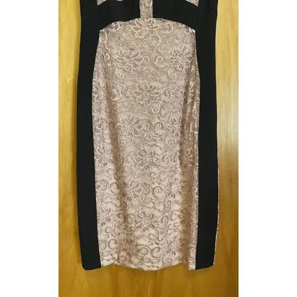 Ivanka Trump Dress Womens 2 Pink Black Sleeveless Metallic - Picture 9 of 9